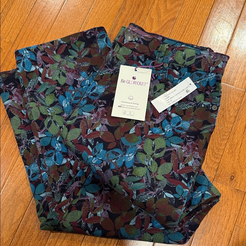 Gloria Vanderbilt Amanda Multicolor Leaf Print Women Jeans